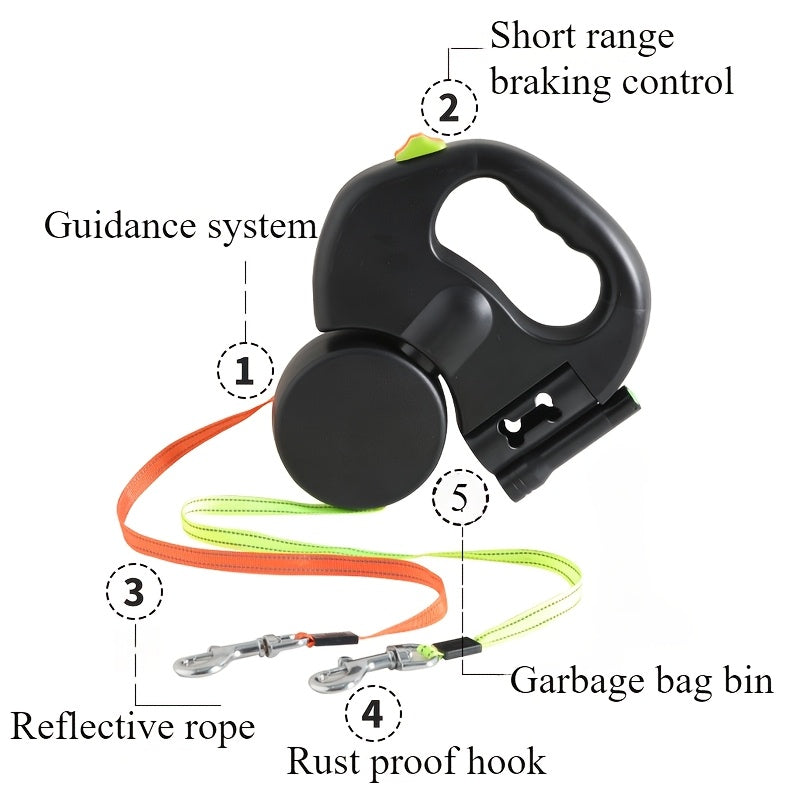 Dual-Head Automatic Retractable Pet Leash