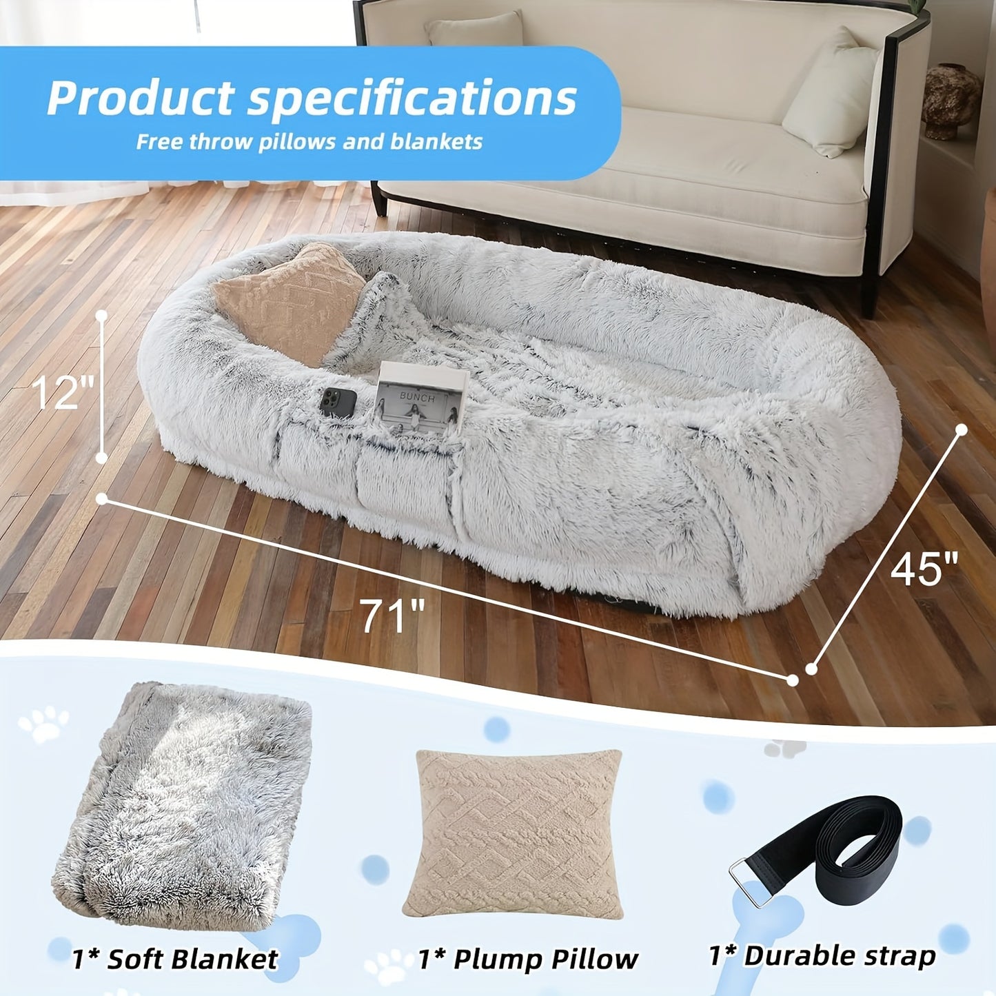 Cozy Faux Fur Pet Lounger